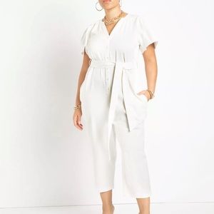 NWT Eloquii white denim jumpsuit